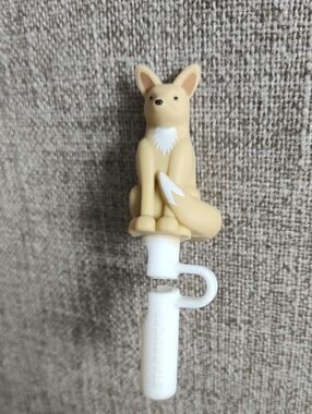 Starbucks Beige Fox Straw Topper